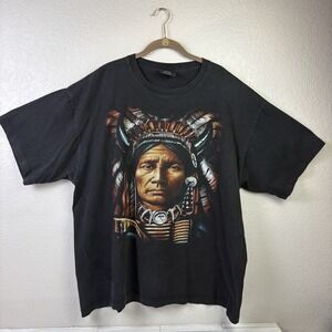 Rock Chang Native American Chief T-shirt Double Sided Faded Size XXL